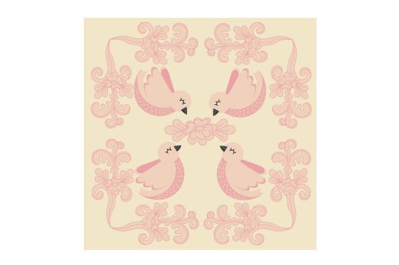 Birds, Flowers and Vines - Banner, Art Nouveau Style
