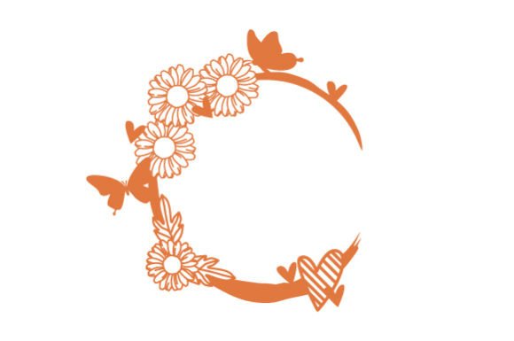 Circular Frame - Flowers Hearts and Butterflies