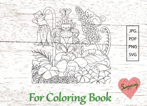 Cute Cats 3 8.5×11 for Coloring Book Graphics