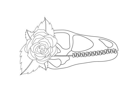 Dinosaur Skull with Flowers - Sketch