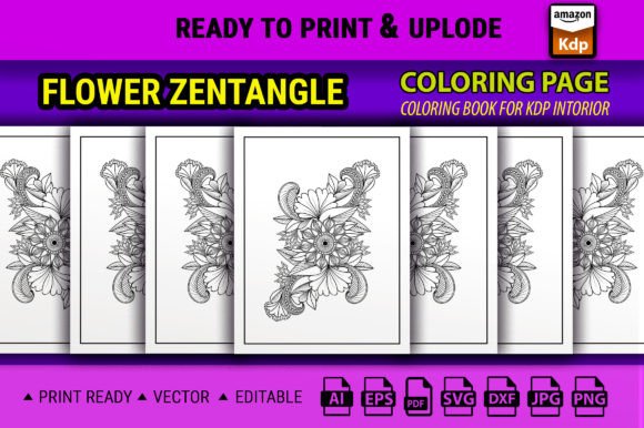 Doodle Flower Zentangle Design: Graphics for Kdp Interiors
