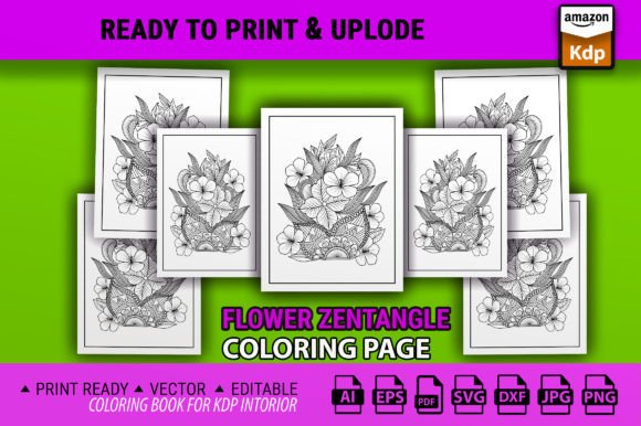 Flower Zentangle Coloring Page for Adult Graphics