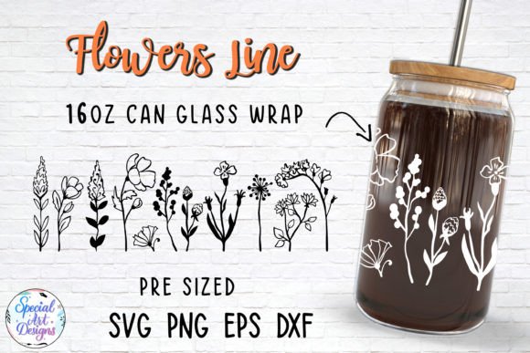 Flowers Line Libbey Glass Wrap Cut File