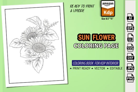 Hand Drawn Sun Flower Coloring Page Graphics and Coloring Pages Amp