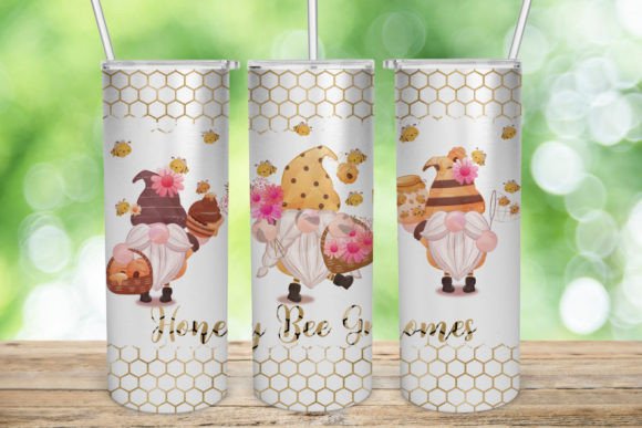 Honey Bee Gnome and Flower Tumbler Wrap Graphics and Crafts
