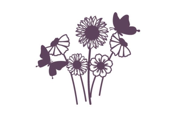 Intricate Cut Illustration - Wild Flowers and Butterfly