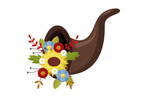 Large Cornucopia with Flowers