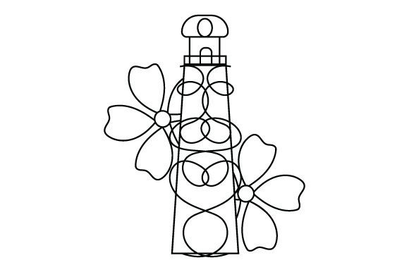 Lighthouse with Flowers, Logo Line Art