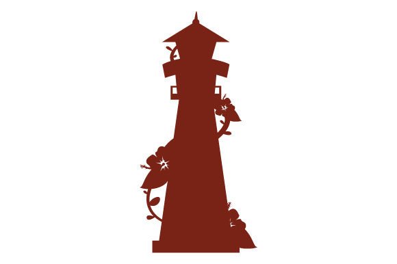 Lighthouse with Flowers, Logo Silhouette
