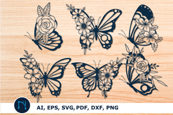 Paper Cut Butterfly Flowers SVG Bundle for Laser Cutting