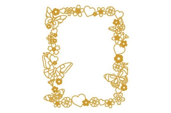 Rectangular Frame - Flowers Hearts and Butterflies