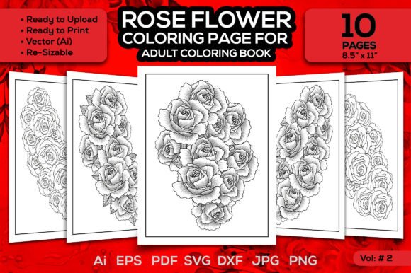 Rose Flower Coloring Page for Adult Graphics and Coloring Pages Amp
