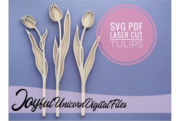Tulip SVG Laser Cut Flower for Spring Amp