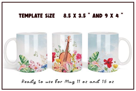 Violin Watercolor Flowers Coffee Mug: Graphics and Crafts in One