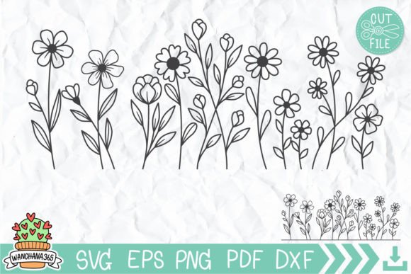 Wildflowers Meadow Border Svg Graphics and Crafts
